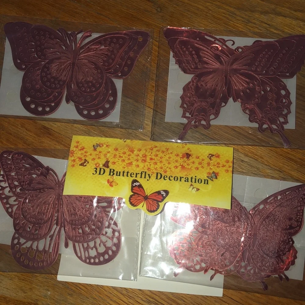 3D Butterfly Decoration Rose‎ Gold Pack New